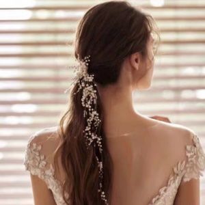 NEW Bridal pearl ponytail Headpiece earrings SET